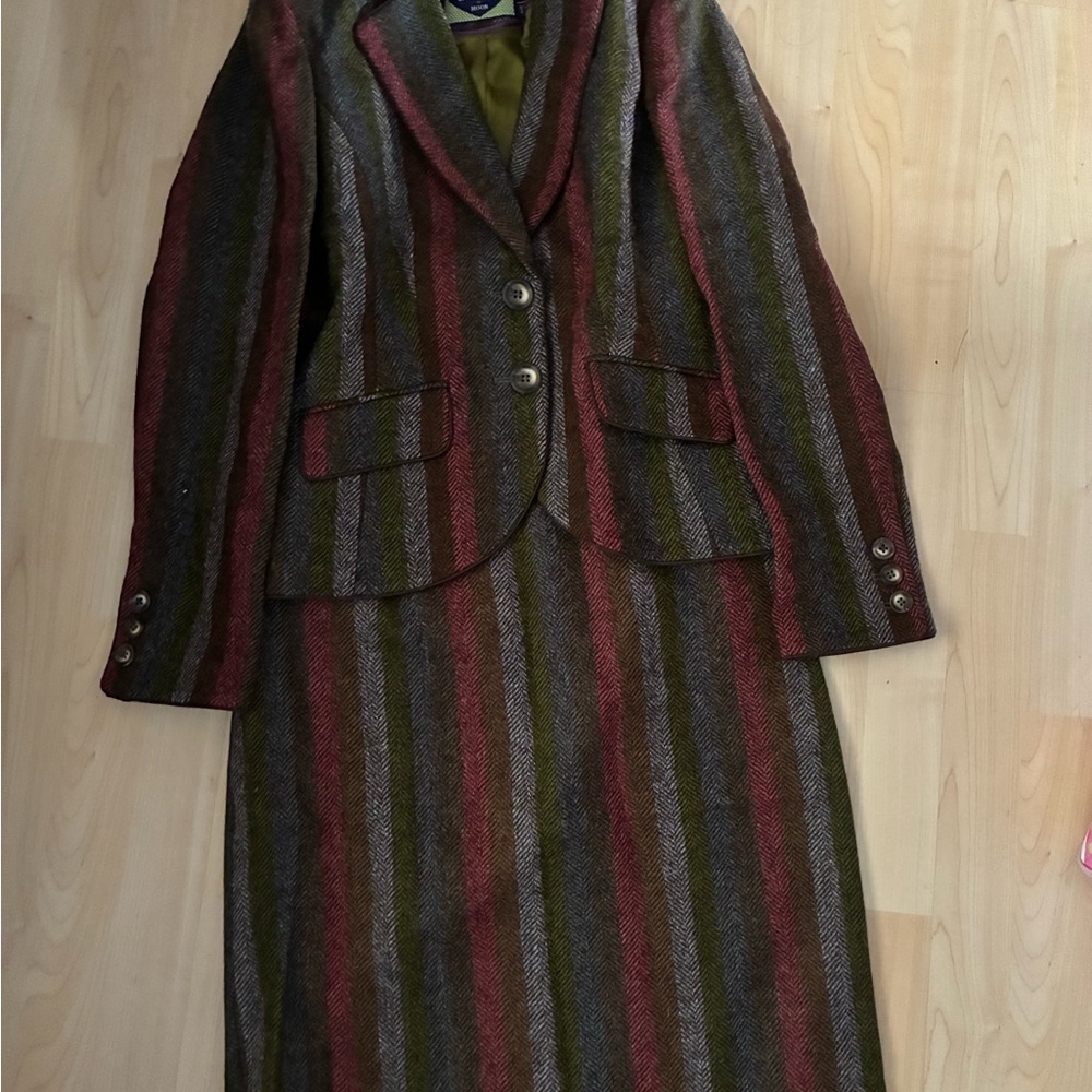 Boden British Tweed Multicolor Striped Blazer and Skirt Set - Picture 2 of 8